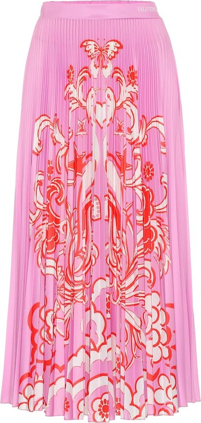 Valentino Printed pleated midi skirt