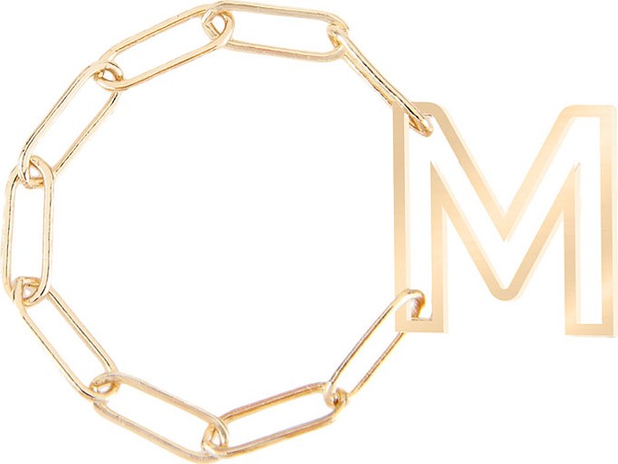 K Kane Personalized 14k Gold Chain Letter Fidget Ring