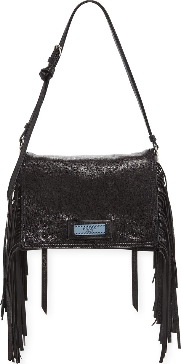 Prada Glace Etiquette Fringe Shoulder Bag