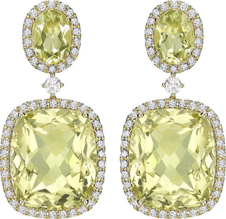 Kiki McDonough Signature Lemon Quartz & Diamond Drop Earrings
