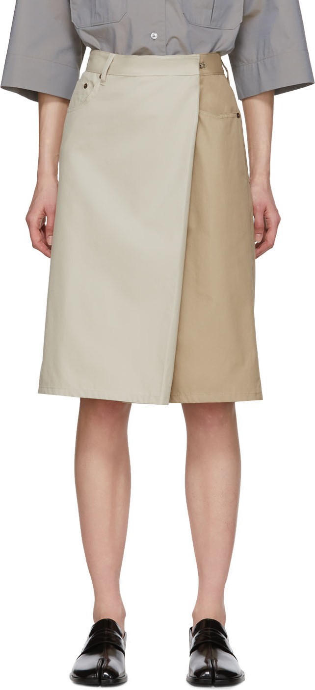 MM6 Maison Margiela Beige Crossover Shorts