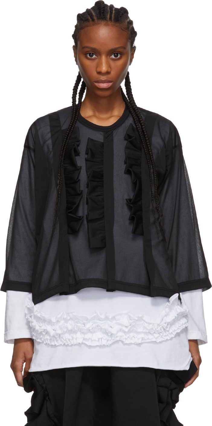 Comme Des Garçons Comme Des Garçons Black Thin Three-Ruffle Crewneck Sweater