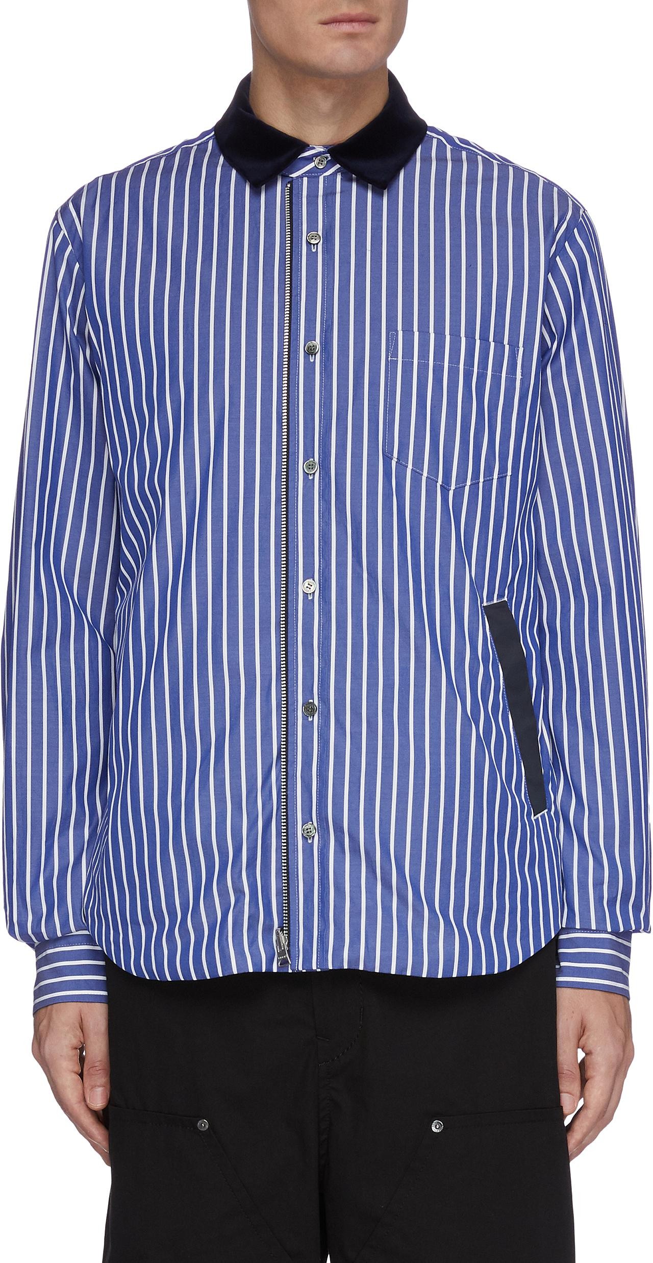Sacai Contrast collar zip reversible shirt