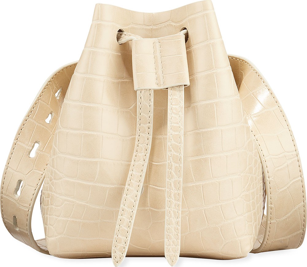 Nanushka Minee Crocodile-Embossed Belt Bag  Cream