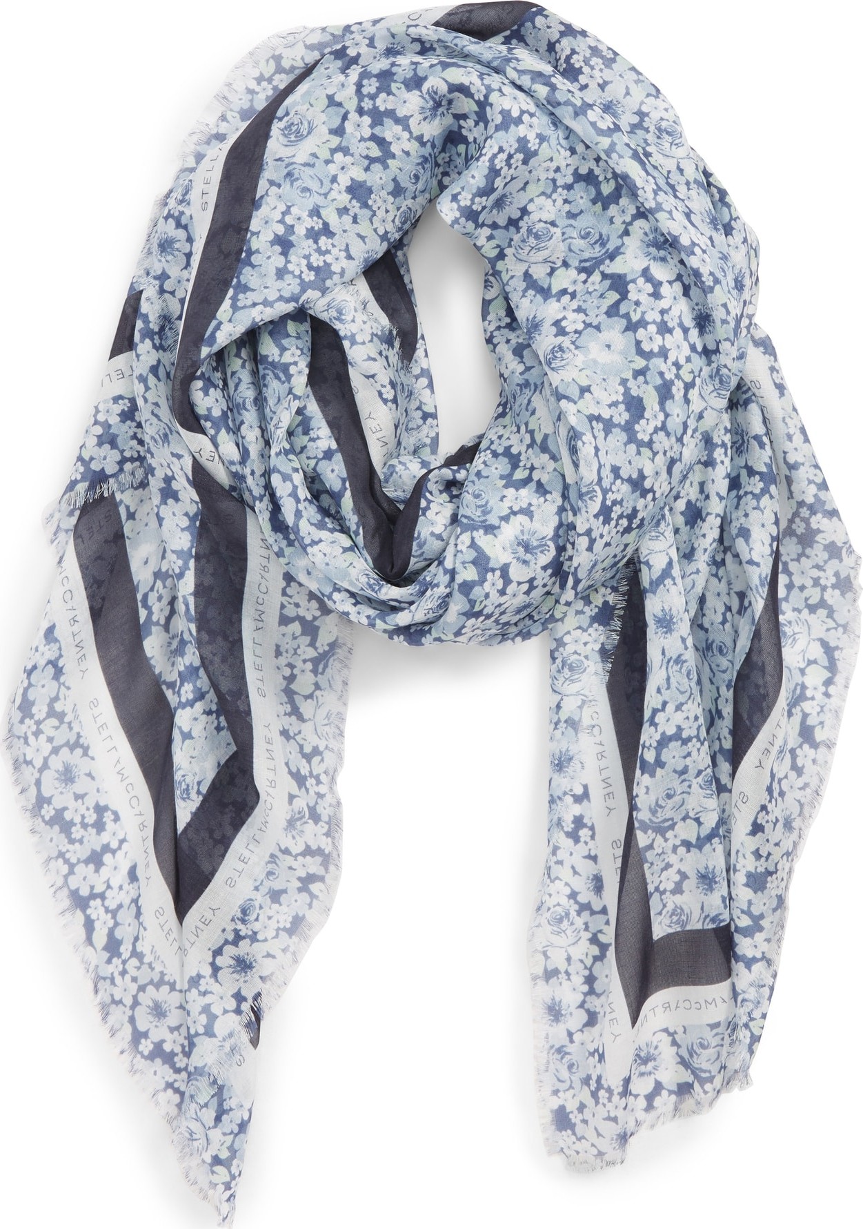 Stella McCartney Floral Print Silk & Modal Scarf