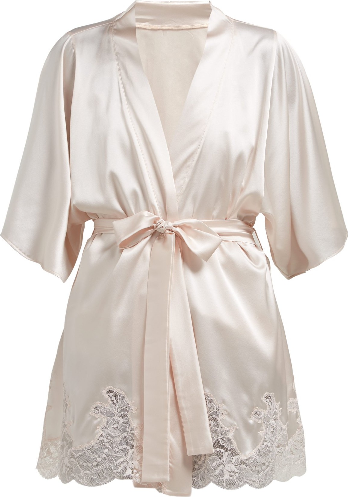 Fleur of England Lace-trimmed silk-blend robe