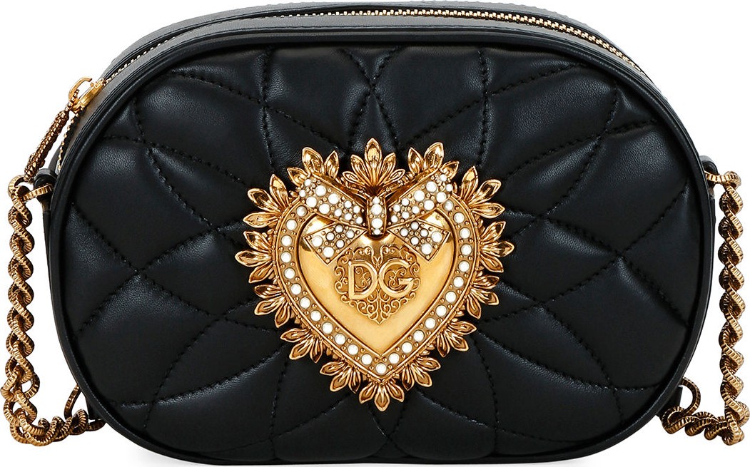 Dolce & Gabbana Devotion Leather Camera Bag with Heart Medallion