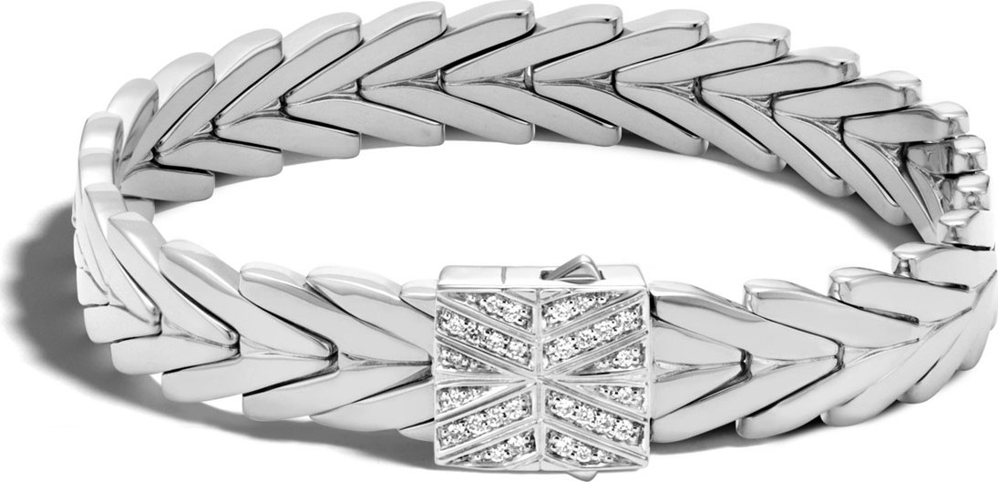 John Hardy Modern Chain Medium Bracelet with Diamond Pave Clasp