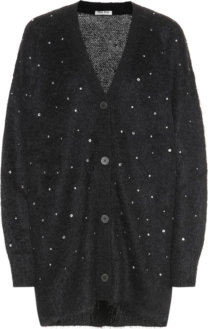 Miu Miu Embellished mohair-blend cardigan