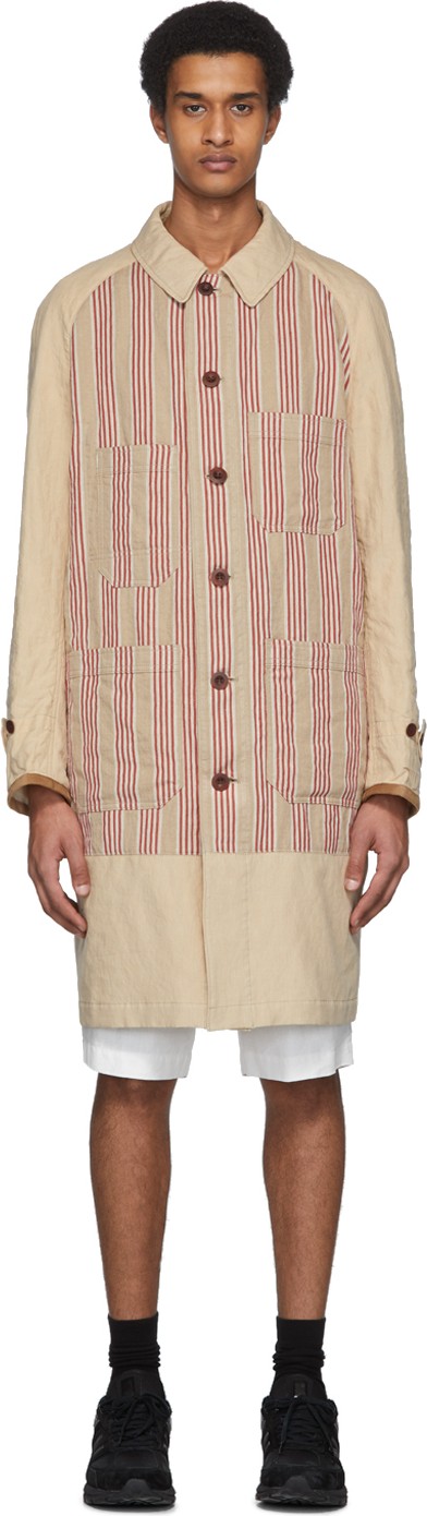Junya Watanabe Beige Linen Striped Coat