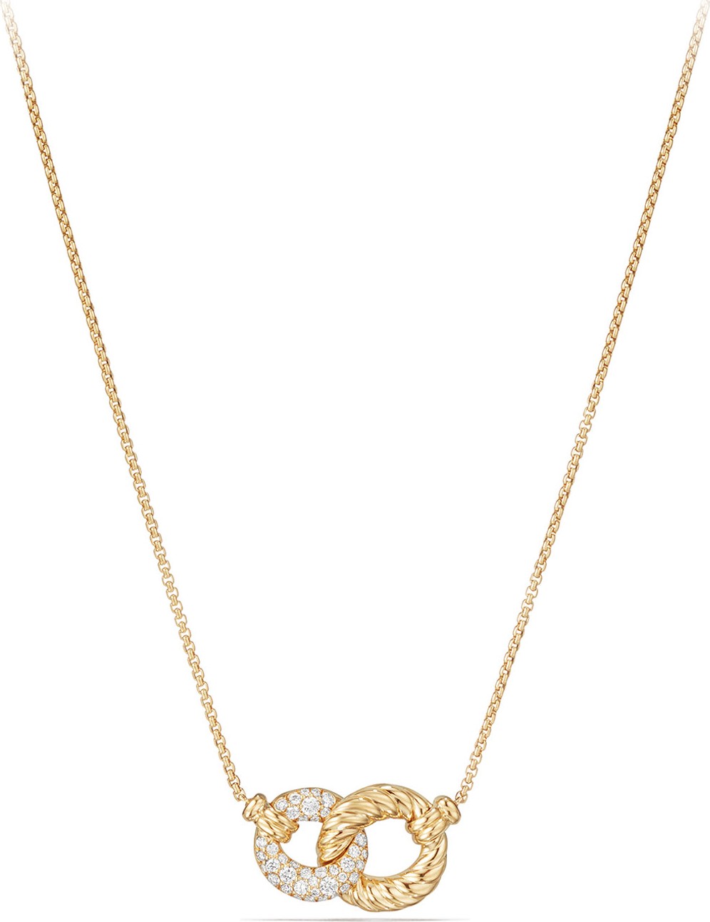 David Yurman Belmont Extra-Small 18K Yellow Gold Double-Link Necklace with Diamonds