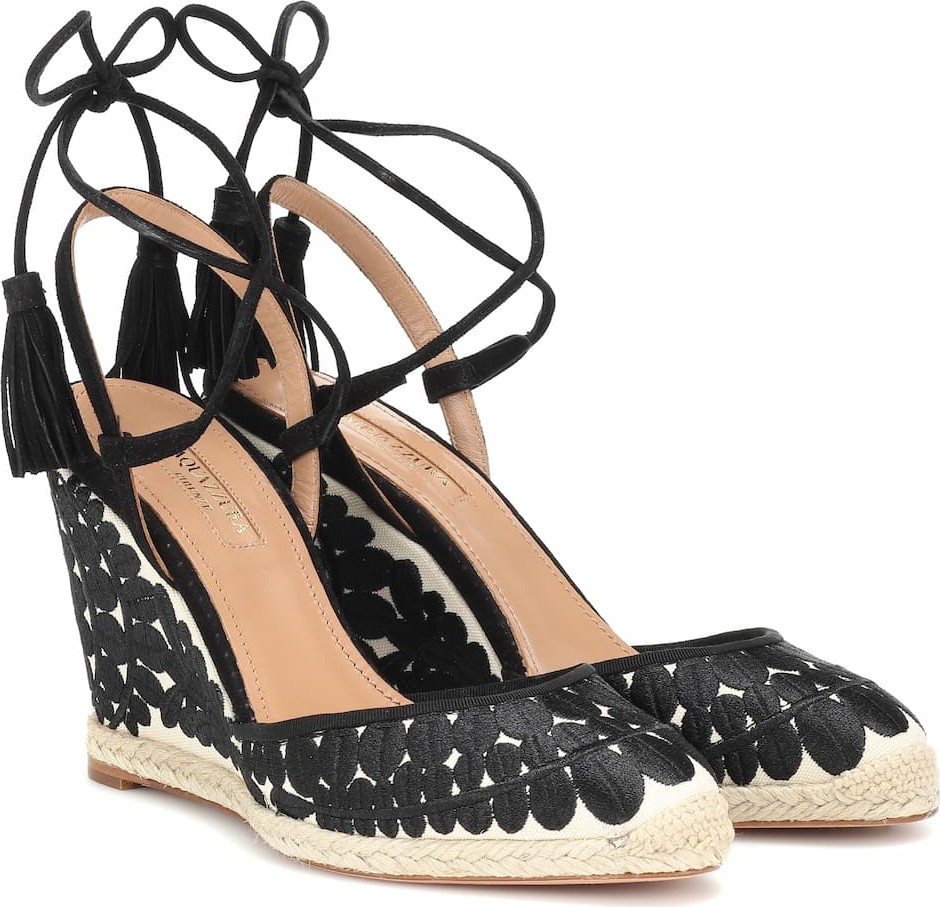 Aquazzura Fez 85 canvas wedge espadrilles