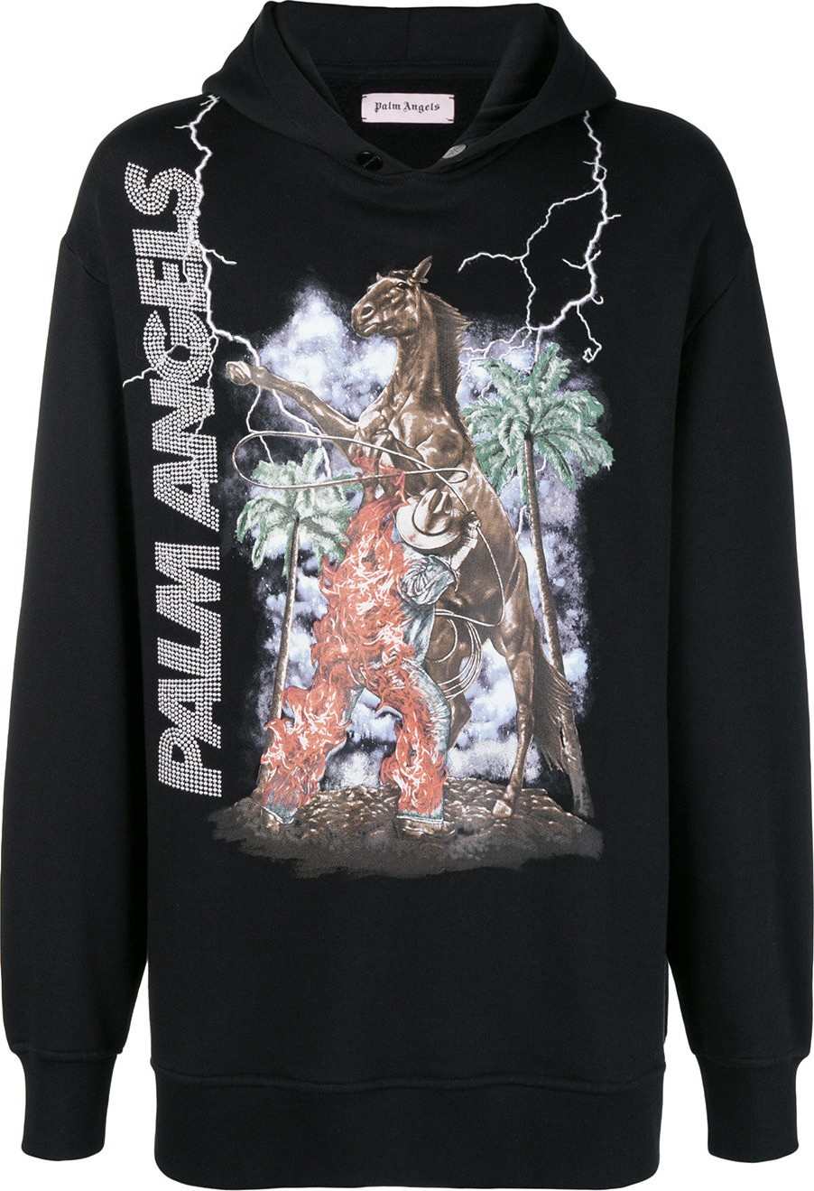 Palm Angels burning cowboy hooded sweatshirt