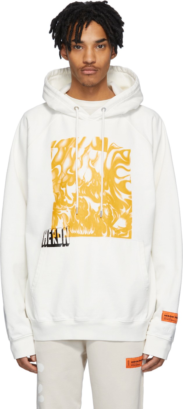 Heron Preston White Box Skull Hoodie