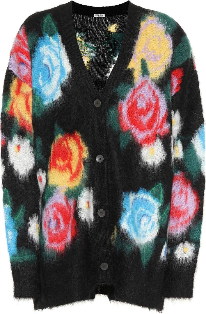 Miu Miu Rose intarsia mohair-blend cardigan
