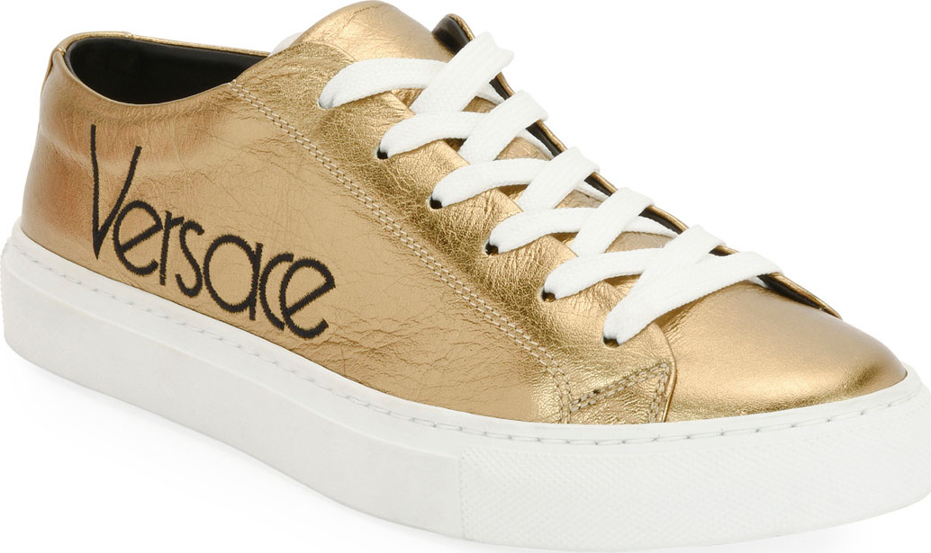 Versace Metallic Logo Platform Low-Top Sneaker
