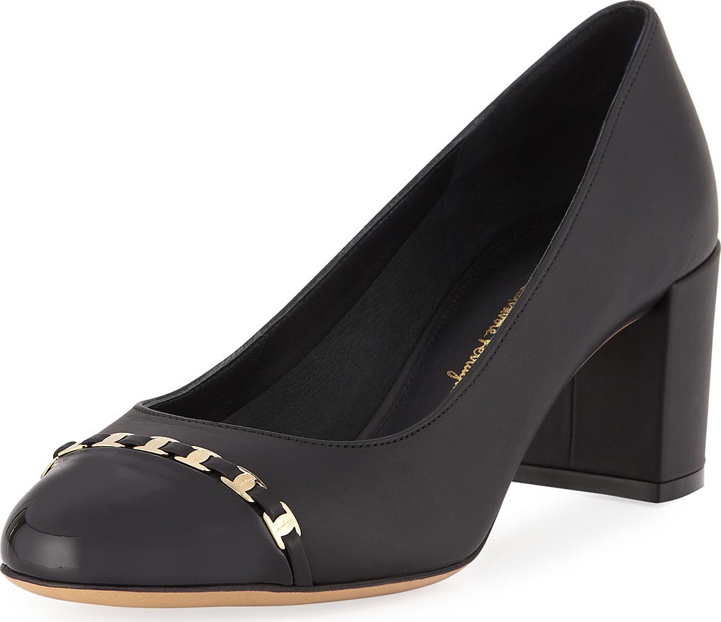 Salvatore Ferragamo Avella Cap-Toe Pumps with Mini Buckles