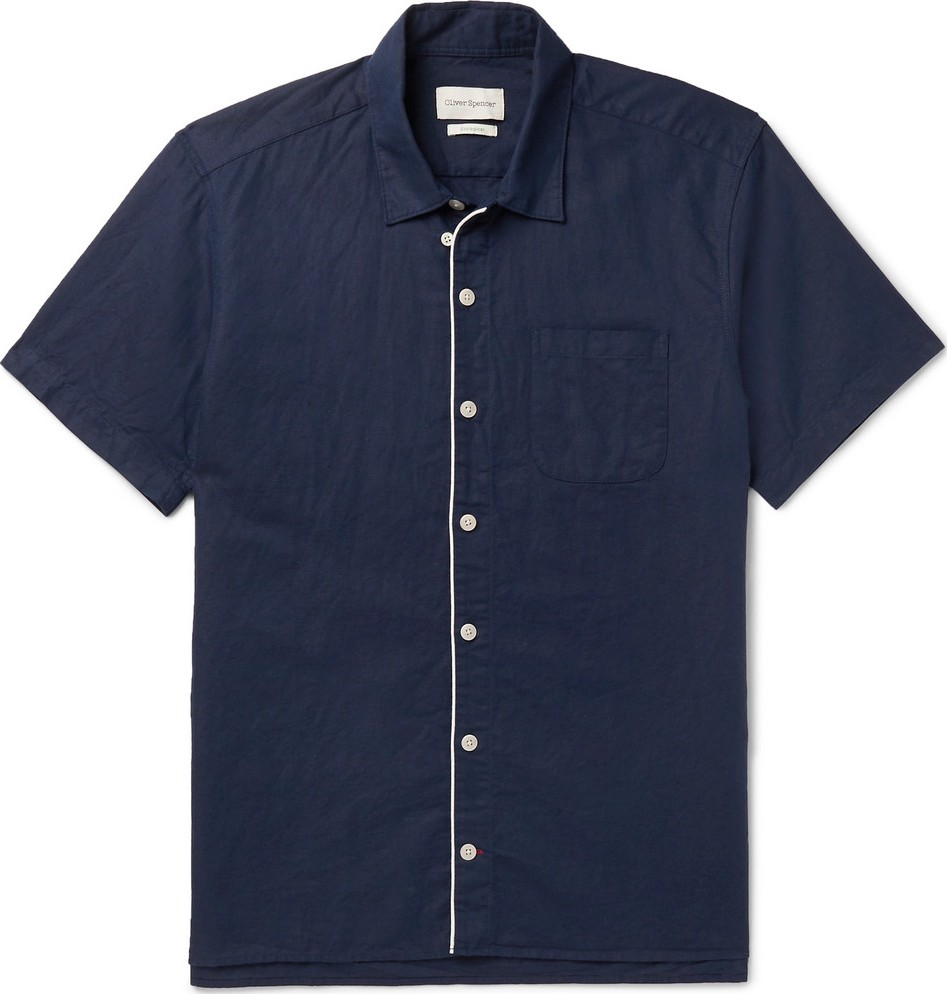 Oliver Spencer Linton Piped Linen and Cotton-Blend Shirt