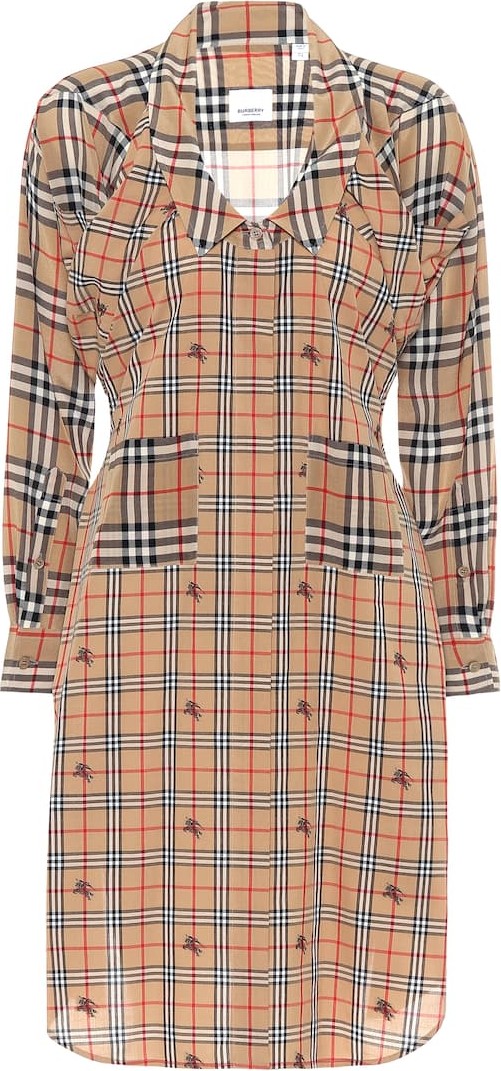 Burberry London England Checked silk shirt dress