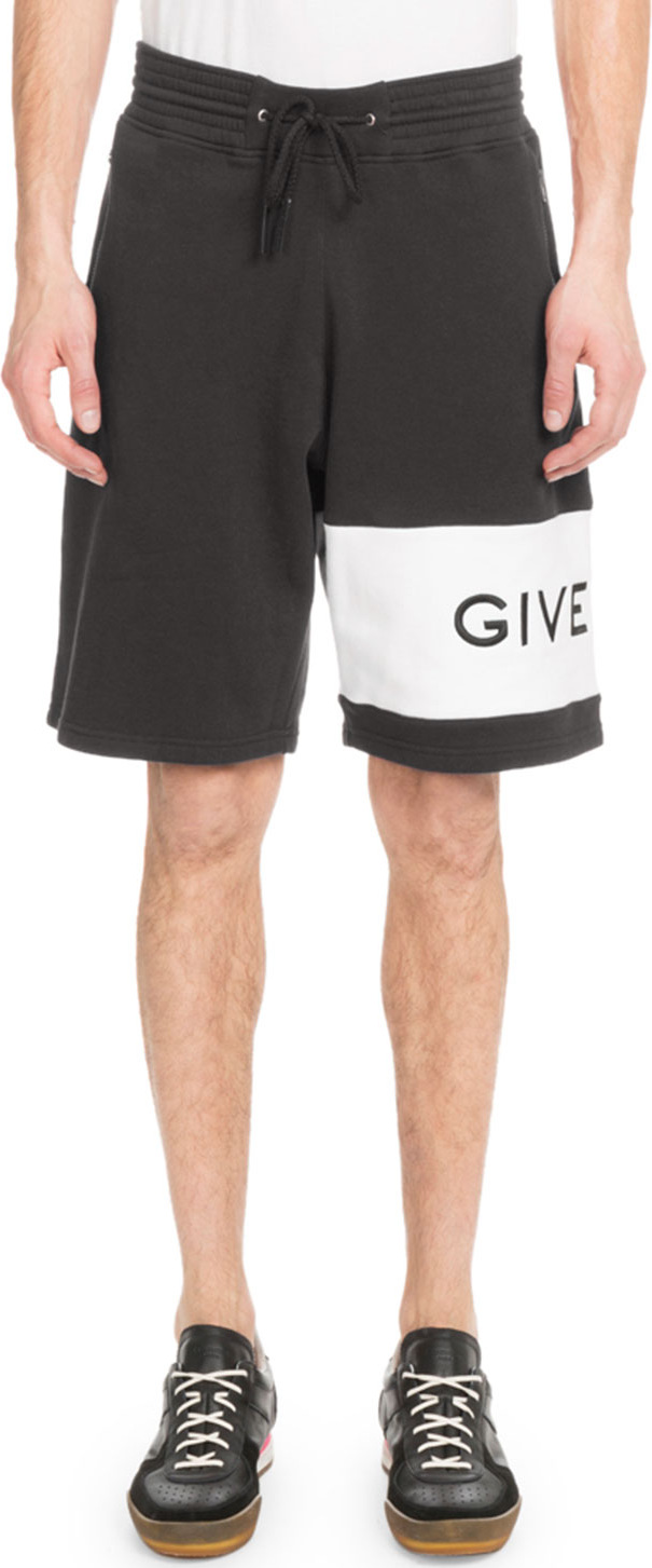 Givenchy Men's Embroidered-Logo Cotton Shorts