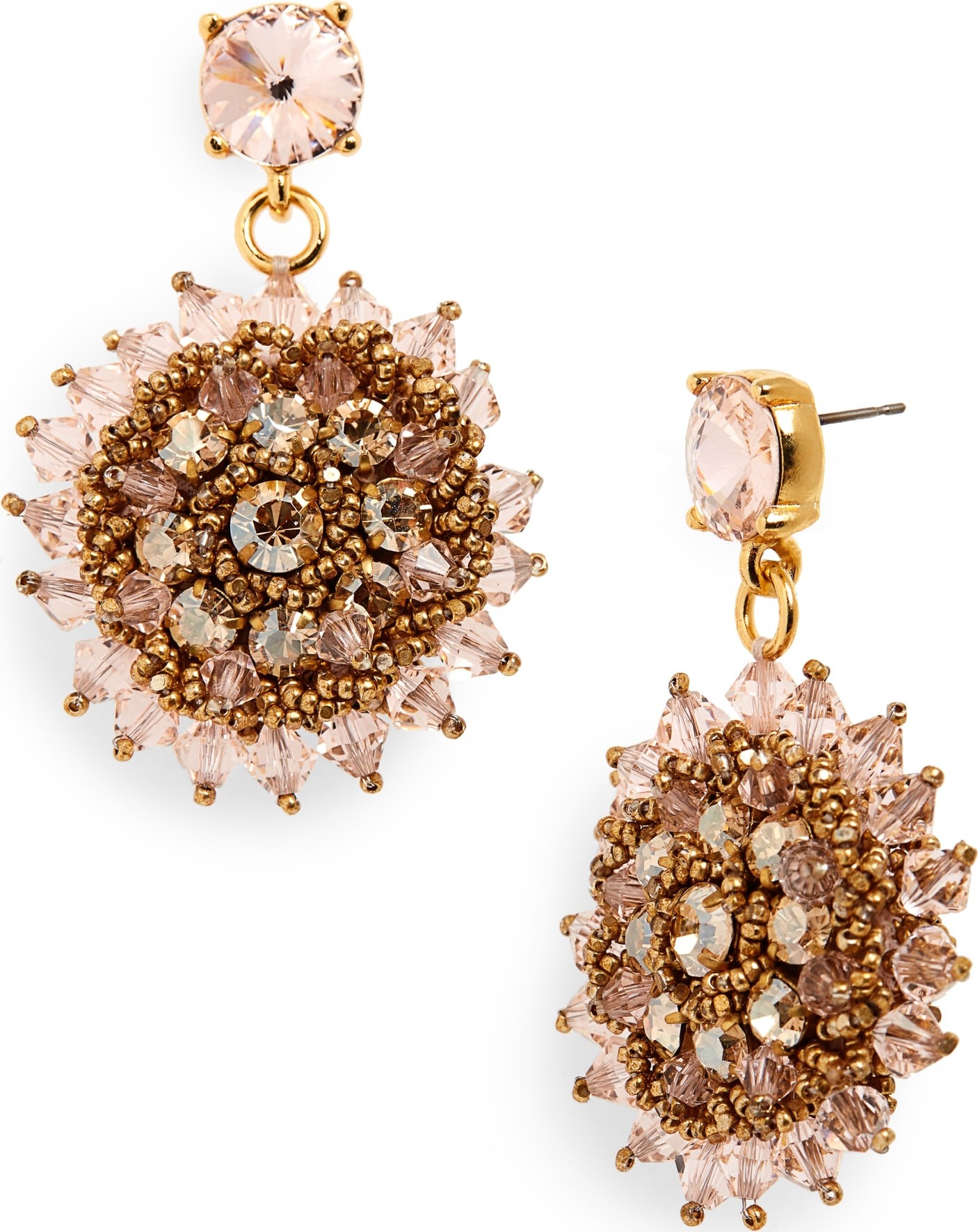 Oscar De La Renta Beaded Crystal Drop Earrings