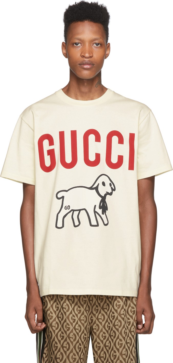 Gucci Off-White Printed T-Shirt