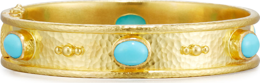 Elizabeth Locke 19K Gold Turquoise Cabochon Bangle