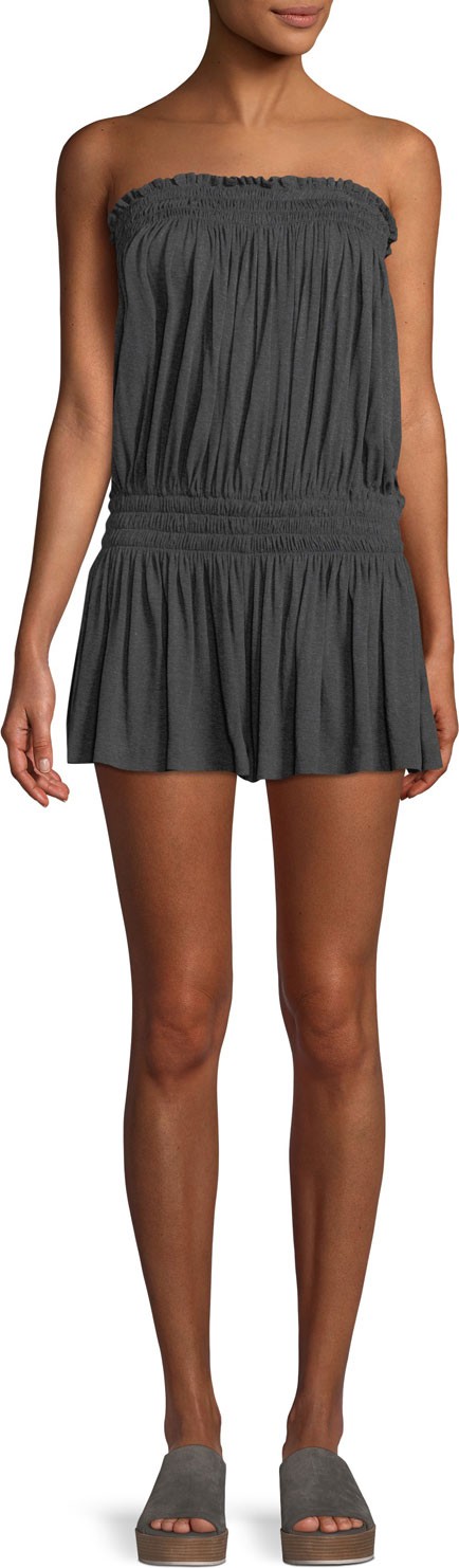 Norma Kamali Strapless Peasant Coverup Romper