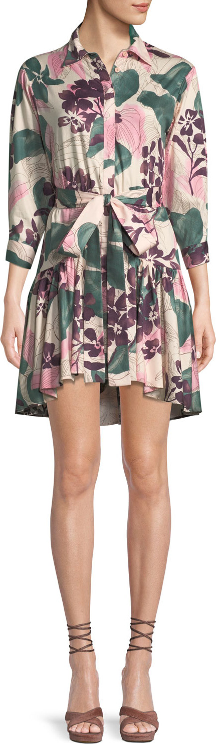 Alexis Dacio Button-Front Floral High-Low Dress