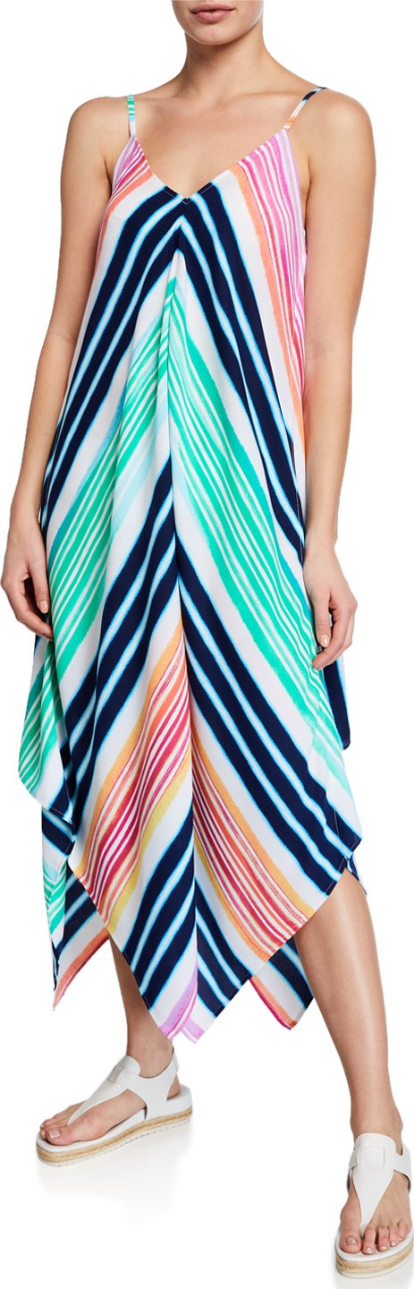 Tommy Bahama Rainbow Chevron V-Neck Sleeveless Scarf Dress