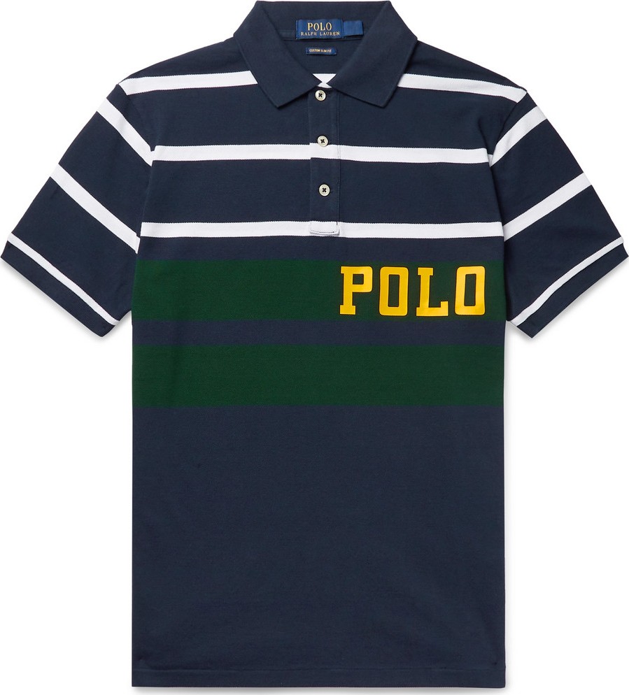 Polo Ralph Lauren Logo-Print Striped Cotton-Piqué Polo Shirt