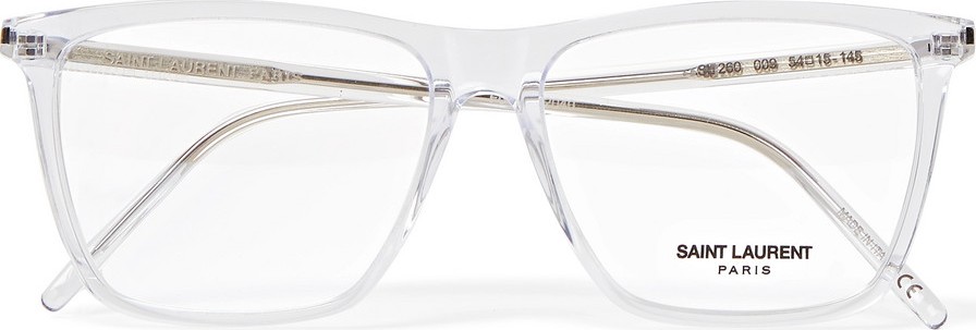 Saint Laurent Square-Frame Acetate and Silver-Tone Optical Glasses