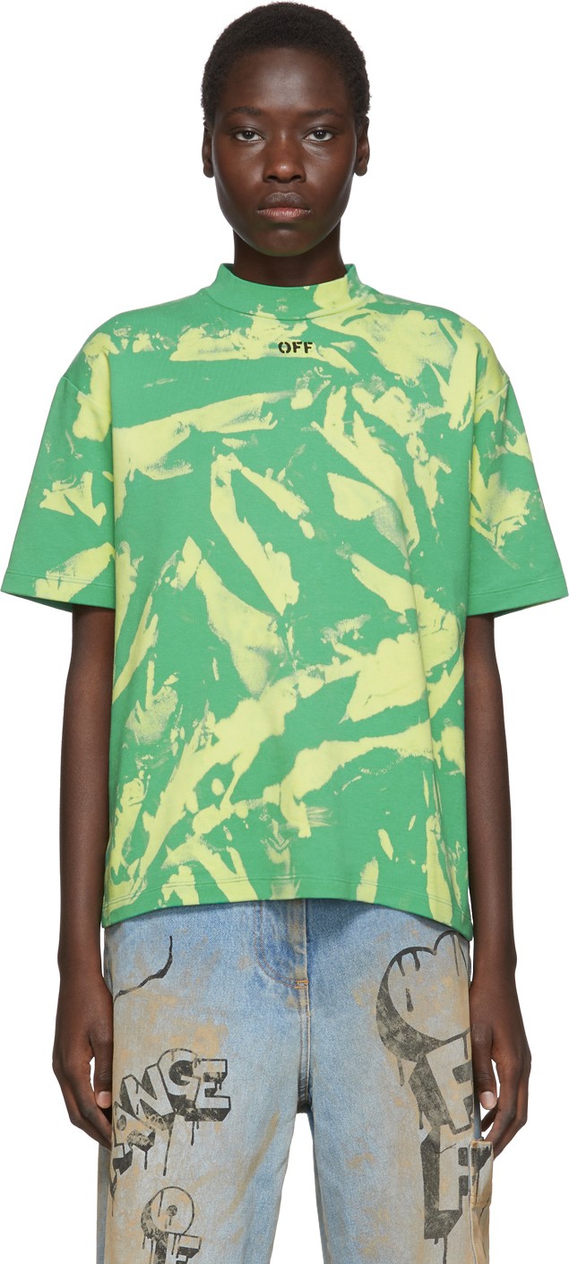 Off White Green Tie-Dye T-Shirt