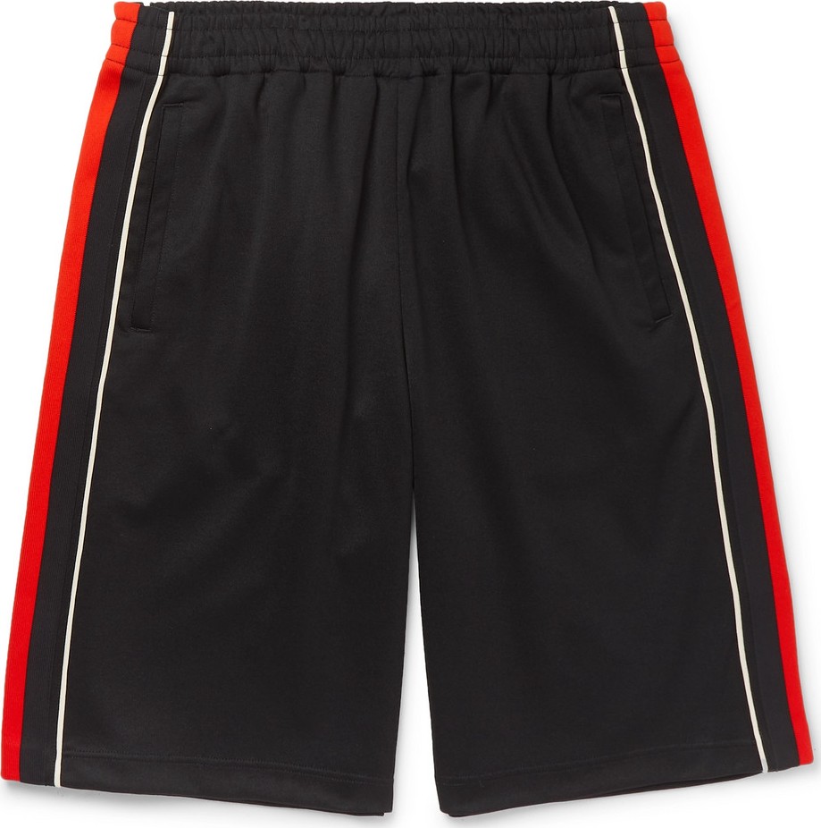 Gucci Wide-Leg Logo-Embroidered Webbing-Trimmed Tech-Jersey Shorts
