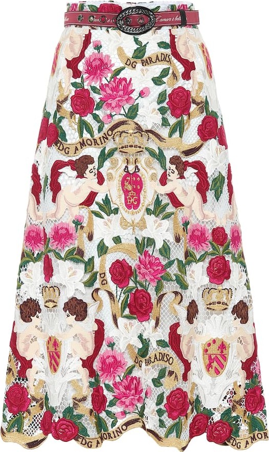 Dolce & Gabbana Belted lace midi skirt