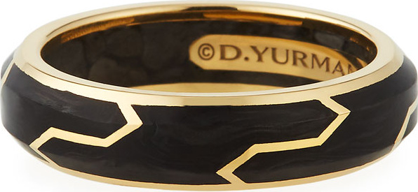 David Yurman Men's 18K-Gold/Forged Carbon Band Ring