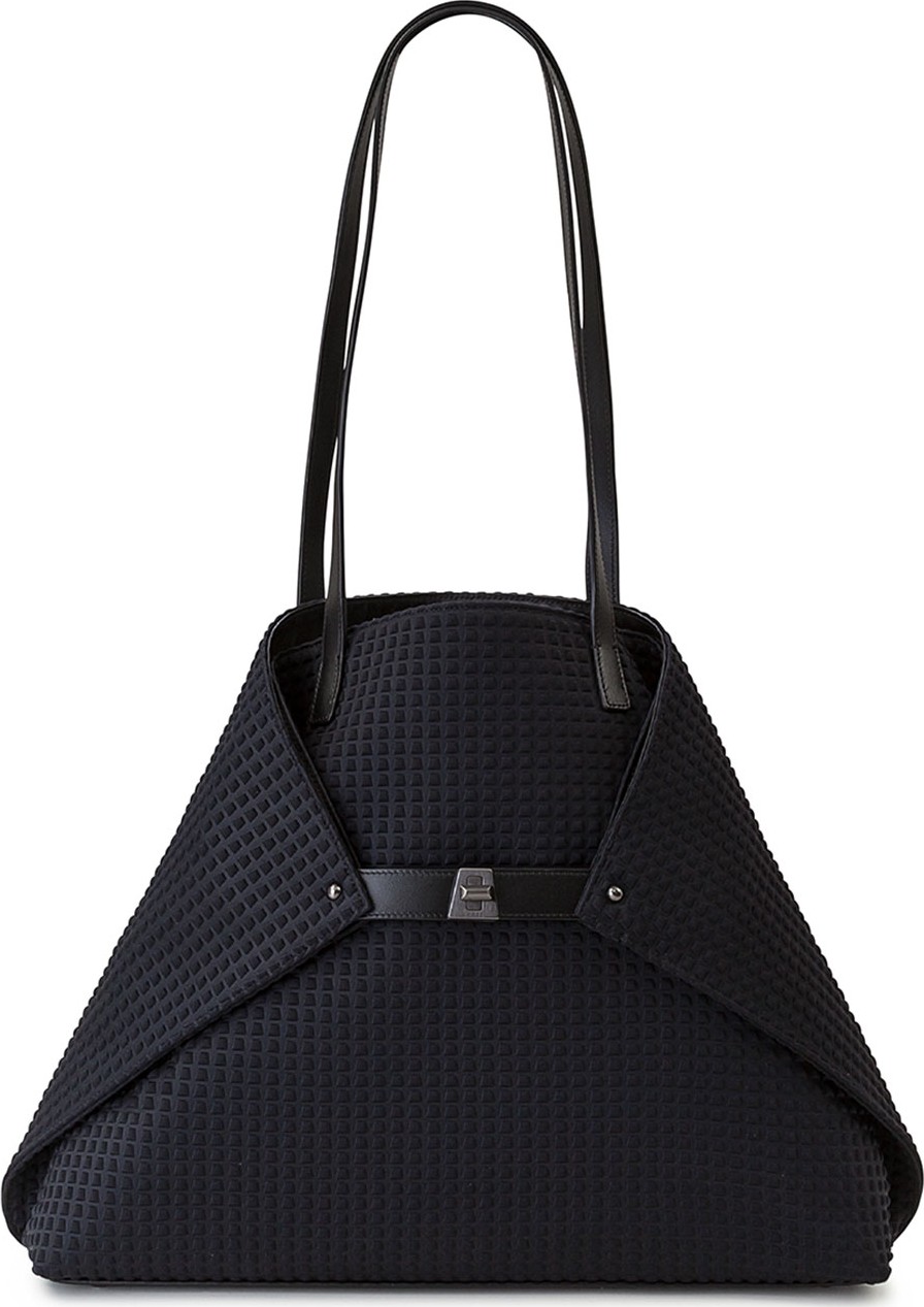 Akris Ai Medium Techno Fabric Shoulder Bag, Black
