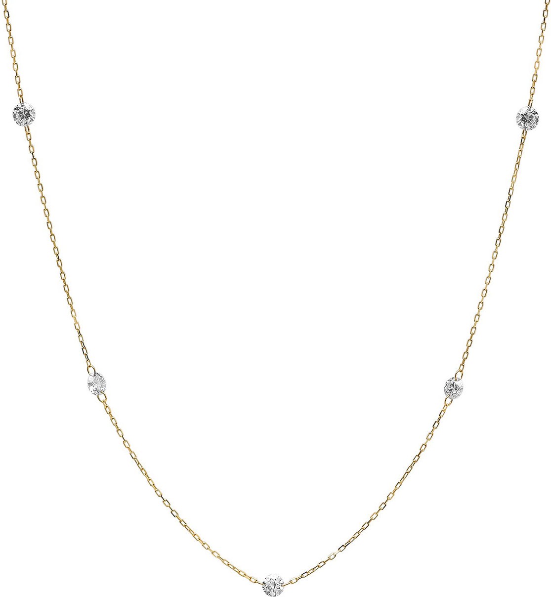 Nicha Jewelry 5-Floating Diamond Station Necklace w/ 18k Gold
