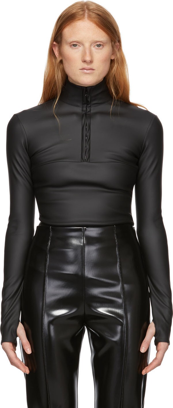 Kwaidan Editions Black Coated Stretch Light Zipper Sweatshirt