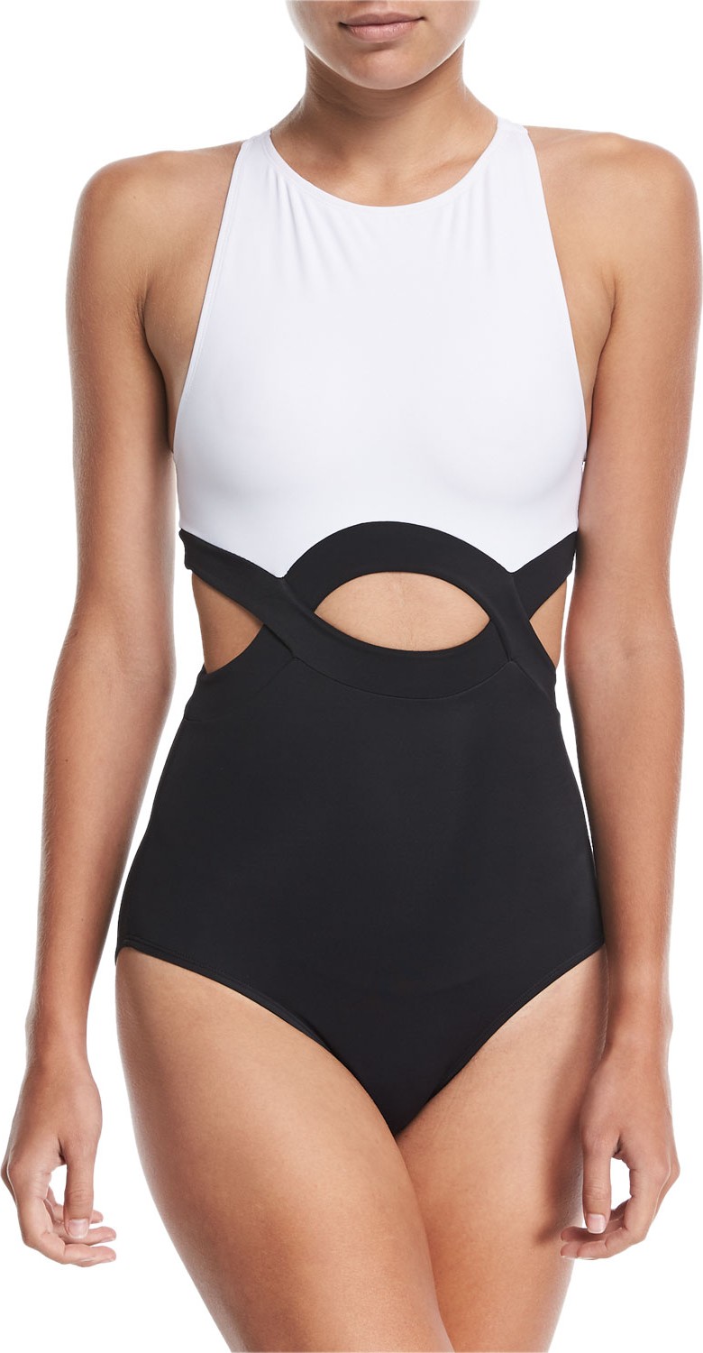 OYE Swimwear Elvan High-Neck Cutout One-Piece Swimsuit