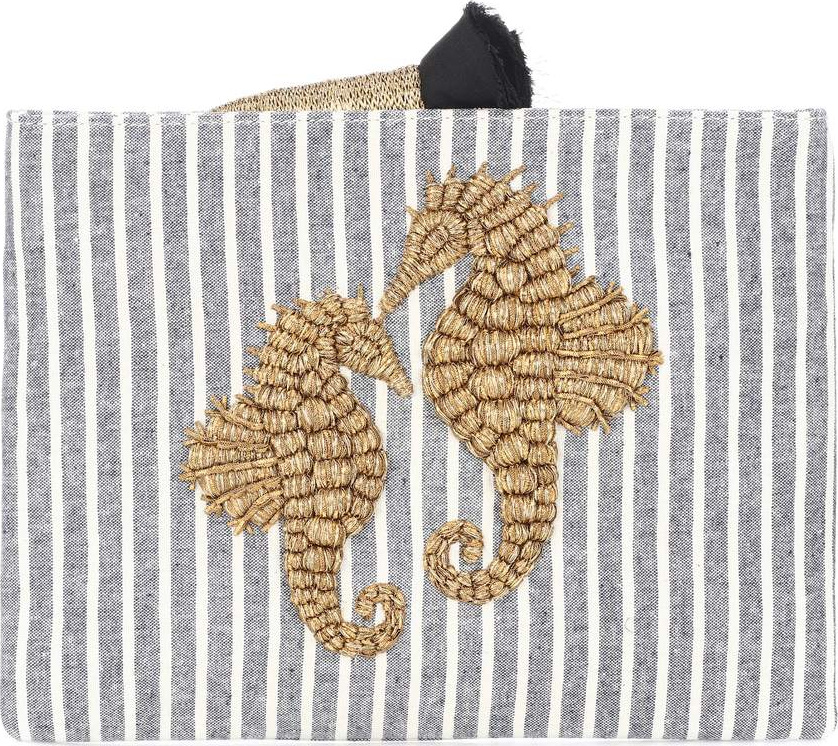 Sanayi 313 Cavallucio embroidered canvas clutch