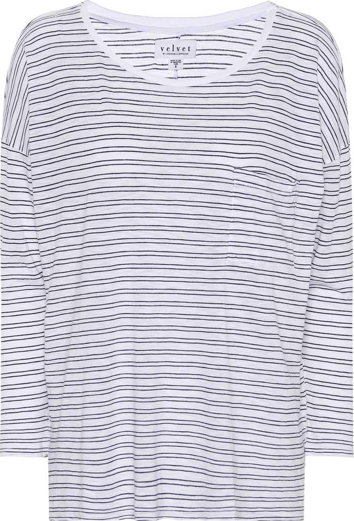 Velvet By Graham & Spencer Manuka striped cotton-blend top