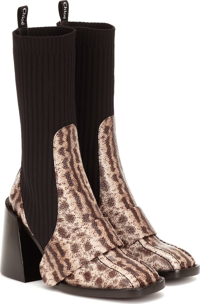 Chloe Bea embossed leather boots