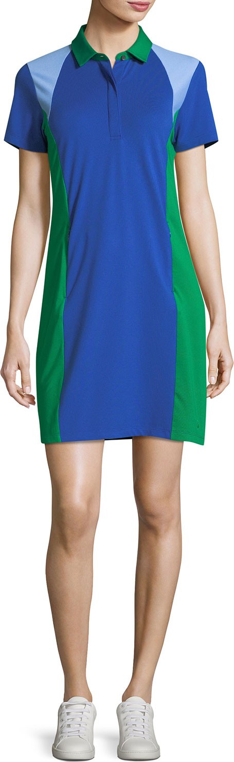 Tory Sport Colorblock Pique Polo Dress