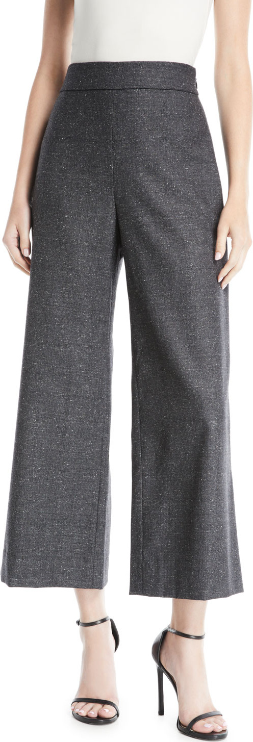 Rebecca Taylor Cropped Herringbone Wide-Leg Pants
