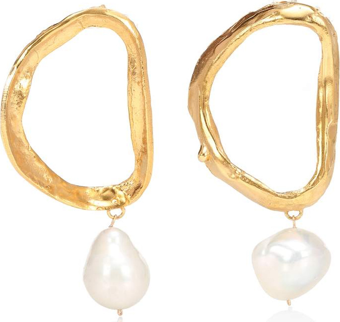 Alighieri Dante's Shadow 24kt gold-plated bronze earrings with baroque pearls