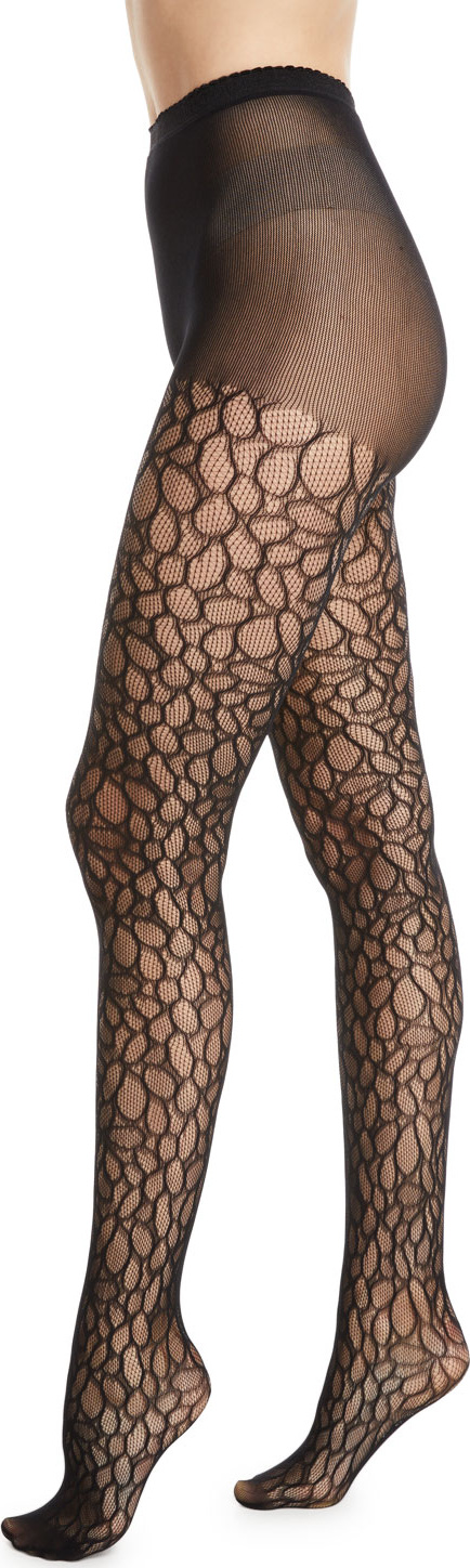 Natori Deco Lace Net Sheer Control-Top Tights