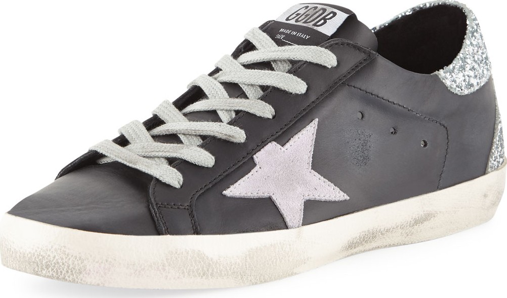 Golden Goose Deluxe Brand Superstar Leather & Glitter Low-Top Sneakers