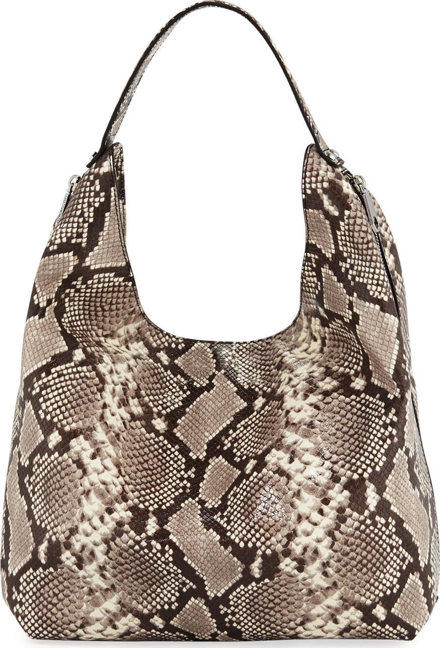 Rebecca Minkoff Bryn Snake-Print Denim Hobo Bag