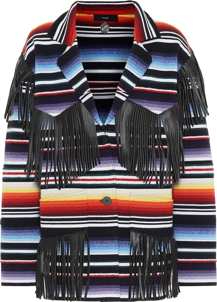 Alanui Leather-fringed cardigan